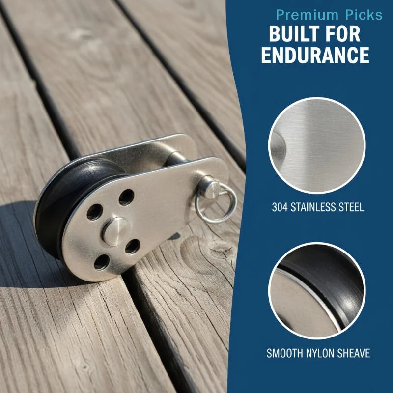 portableDurable Stainless Steel Pulley Single Lashing Eye Nylon Sheave Fits 2-8mm Rope for DIY Home Improvement Projects