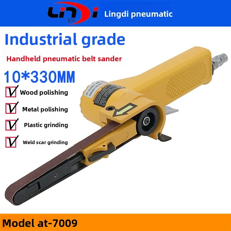 Taiwan Lingdi AT-7009 Pneumatic Belt Machine, Handheld Abrasive Cloth Ring Belt  Grinding Machine 10 * 330 Edging