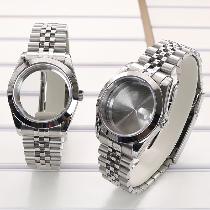 36mm 39mm Stainless Steel Watch Case 5-link Bracelet For NH35 NH36 NH34 Miyota 8215 Movement 28.5mmDial Sapphire Glass Air King
