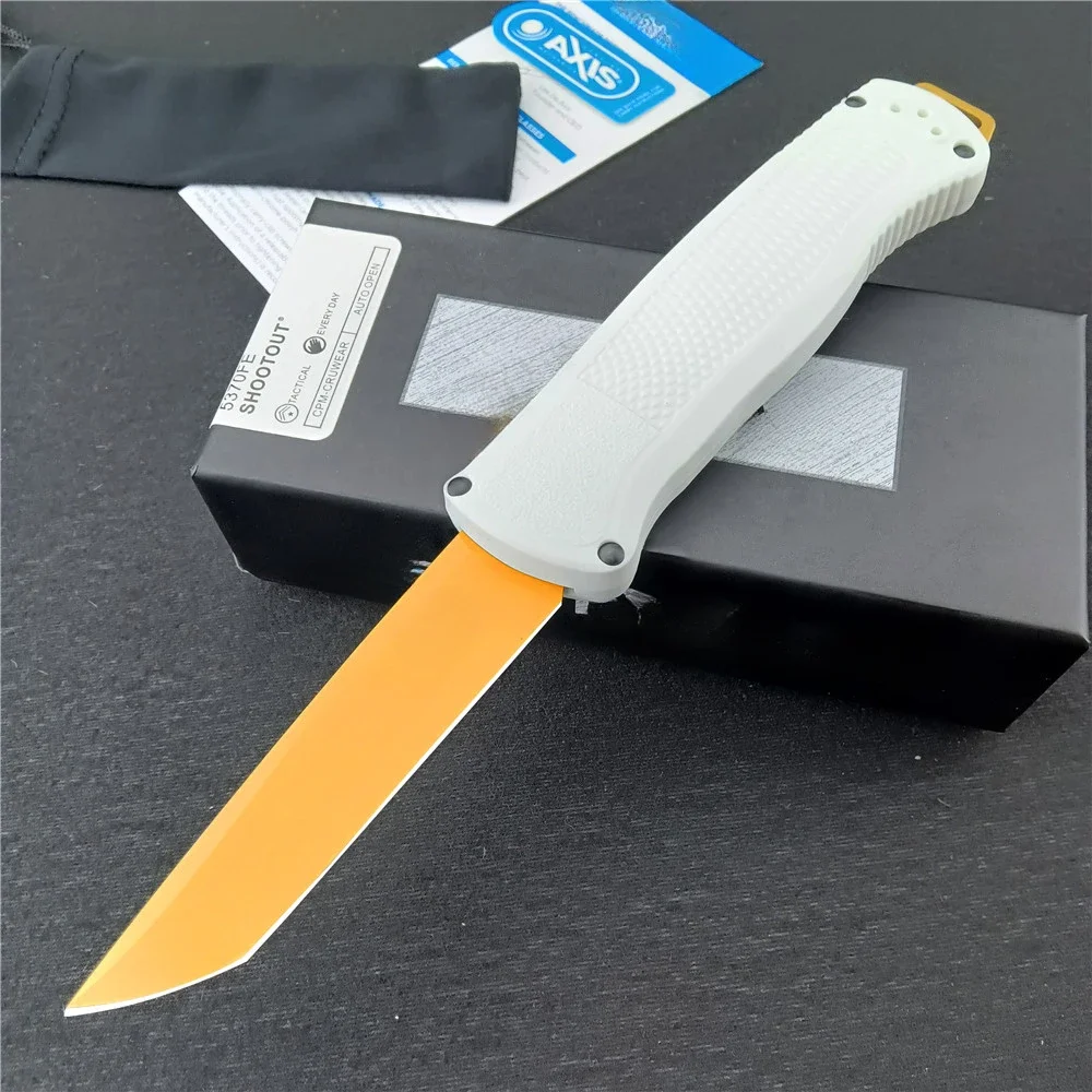 AU TO BM 5370 Pocket Knife CPM-CruWear Tanto Blade CF-Elite Handle Assisted Quick Open Survival Knife Camping EDC Hunting Tools