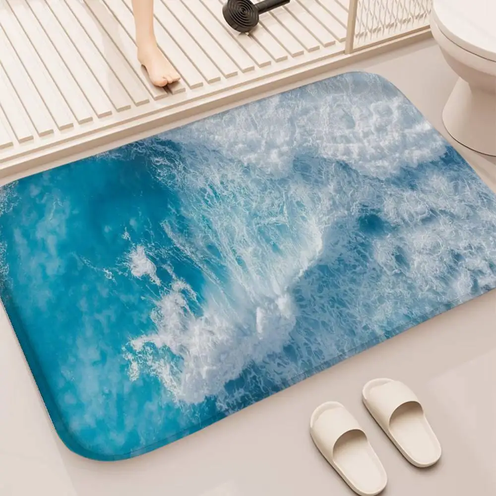 

Floor Mat Printed Large Carpets Room And Bedroom Carpets Bathroom Anti Slip Beach Waves Door MATS Small Carpets