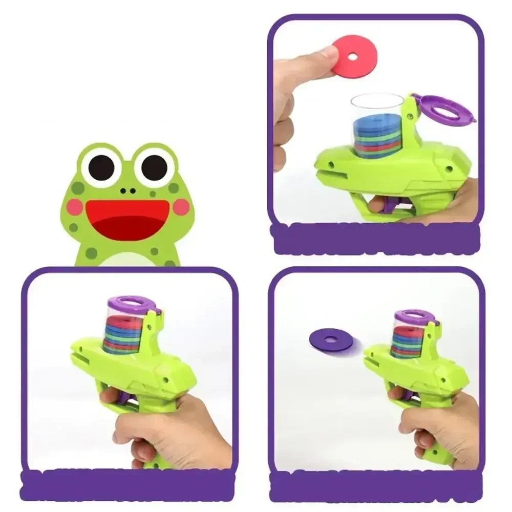 Jogo ao ar livre mini disco arma brinquedo disco voador tiro lançador arma dupla pai-filho interativo crianças brinquedo para meninos presentes