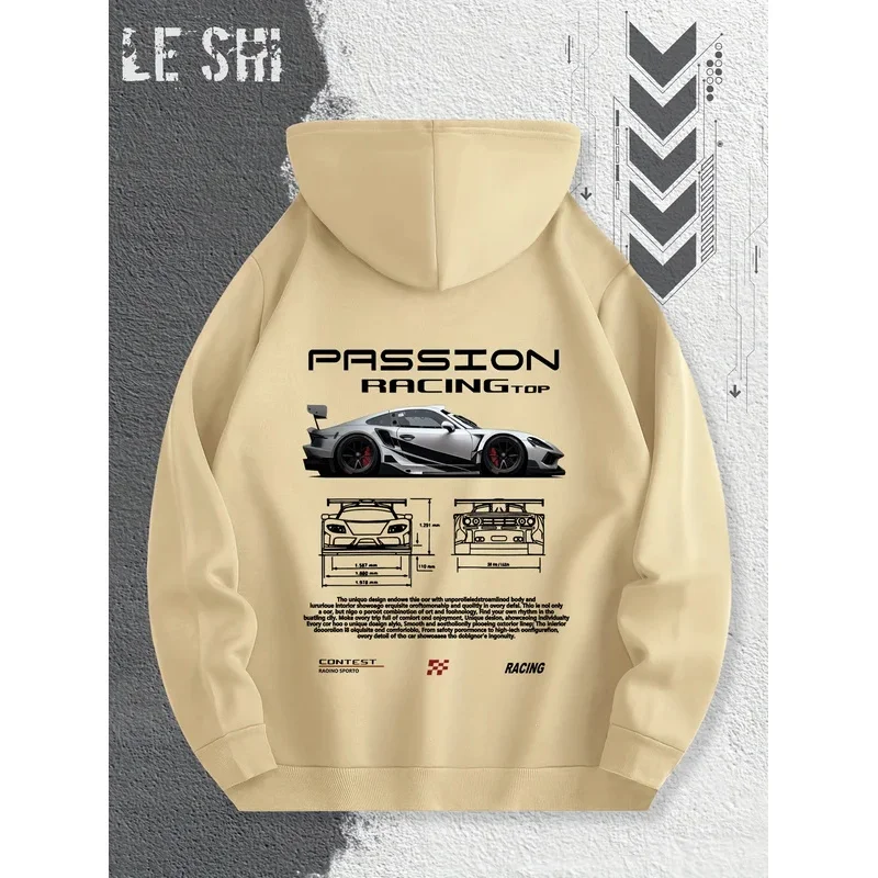 2025 هوديي عالي الجودة بنمط سباق العاطفة للرجال والنساء، قميص رياضي فضفاض عصري كلاسيكي