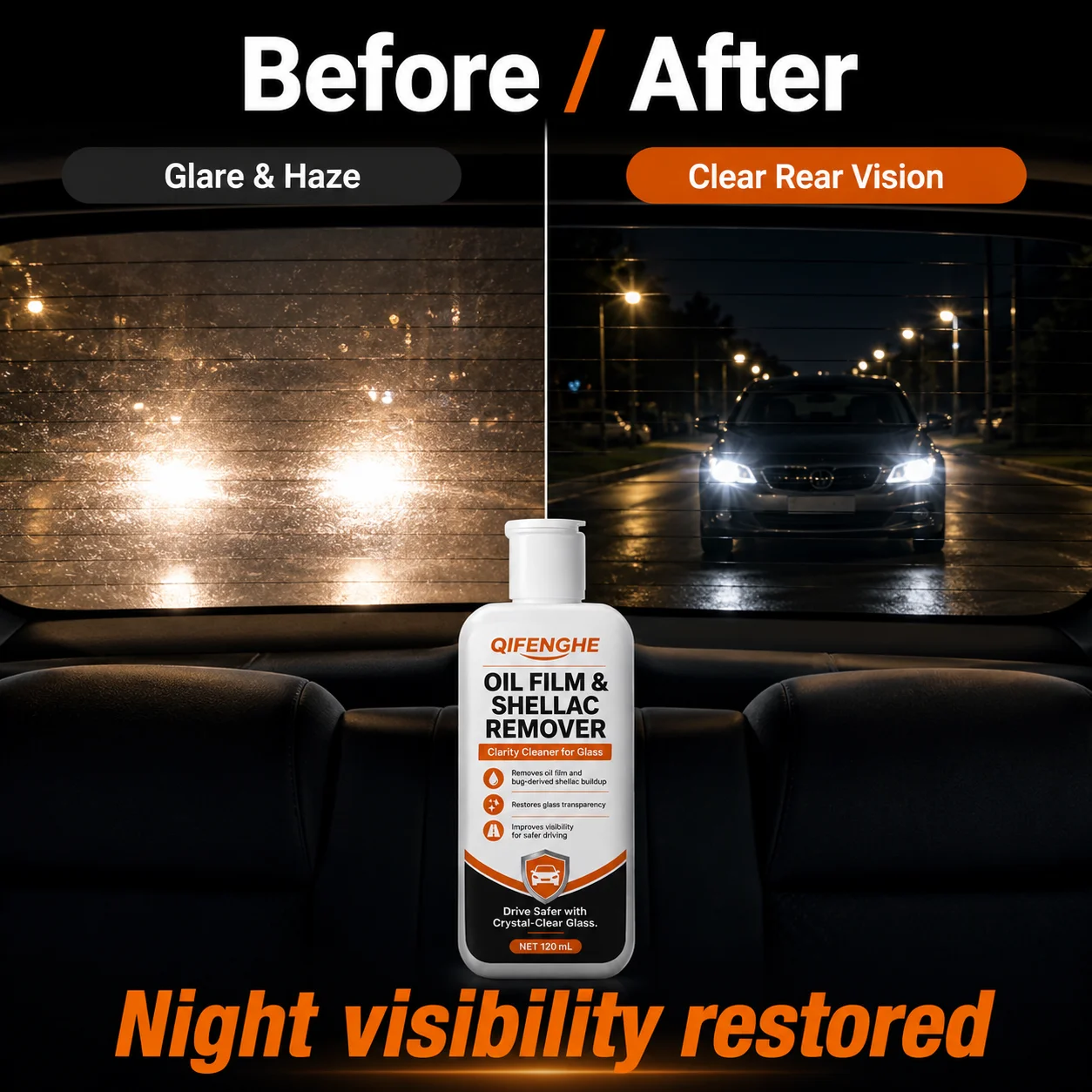 Car Glass Oil Film & Bug Residue Remover 120ml Windshield Cleaner Restores Clarity for Auto and Home Glass view 3