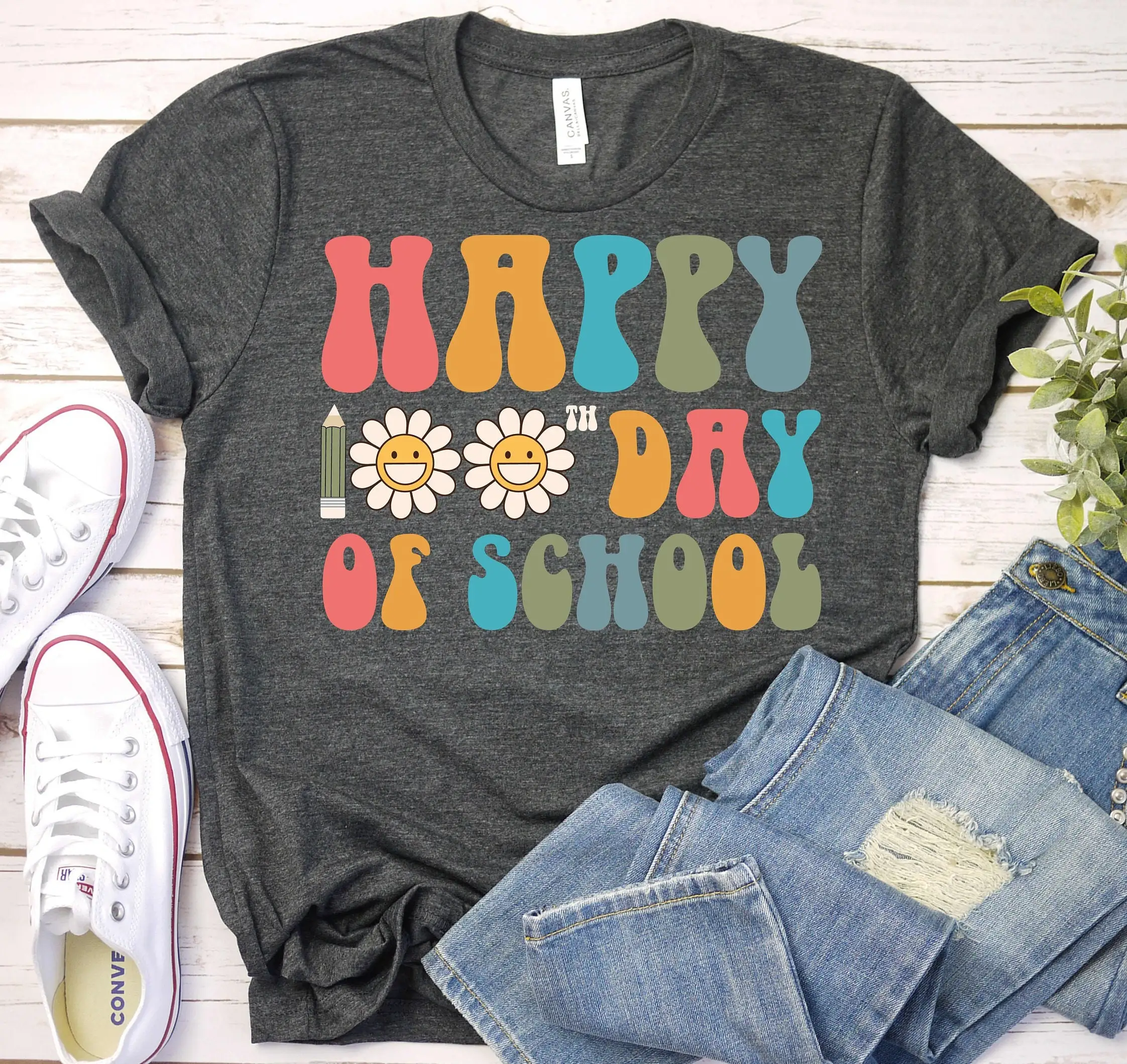 100Th Day Of School T Shirt Retro Teacher 100 Days Kindergarten Back To Pre K