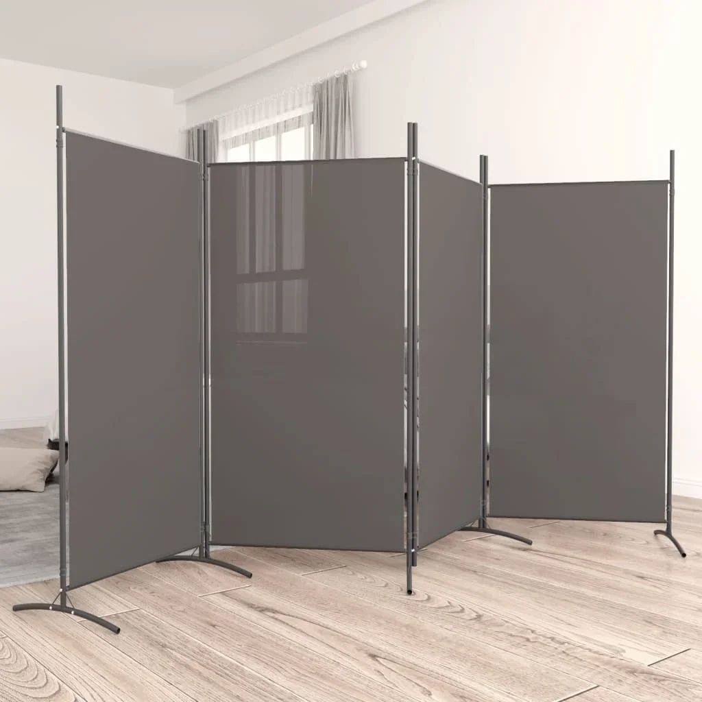 Vidaxl Anthracite 4-Panel Room Divider 346X180 Cm Fabric Privacy Screen,Blackout Screen,Interior Decoration