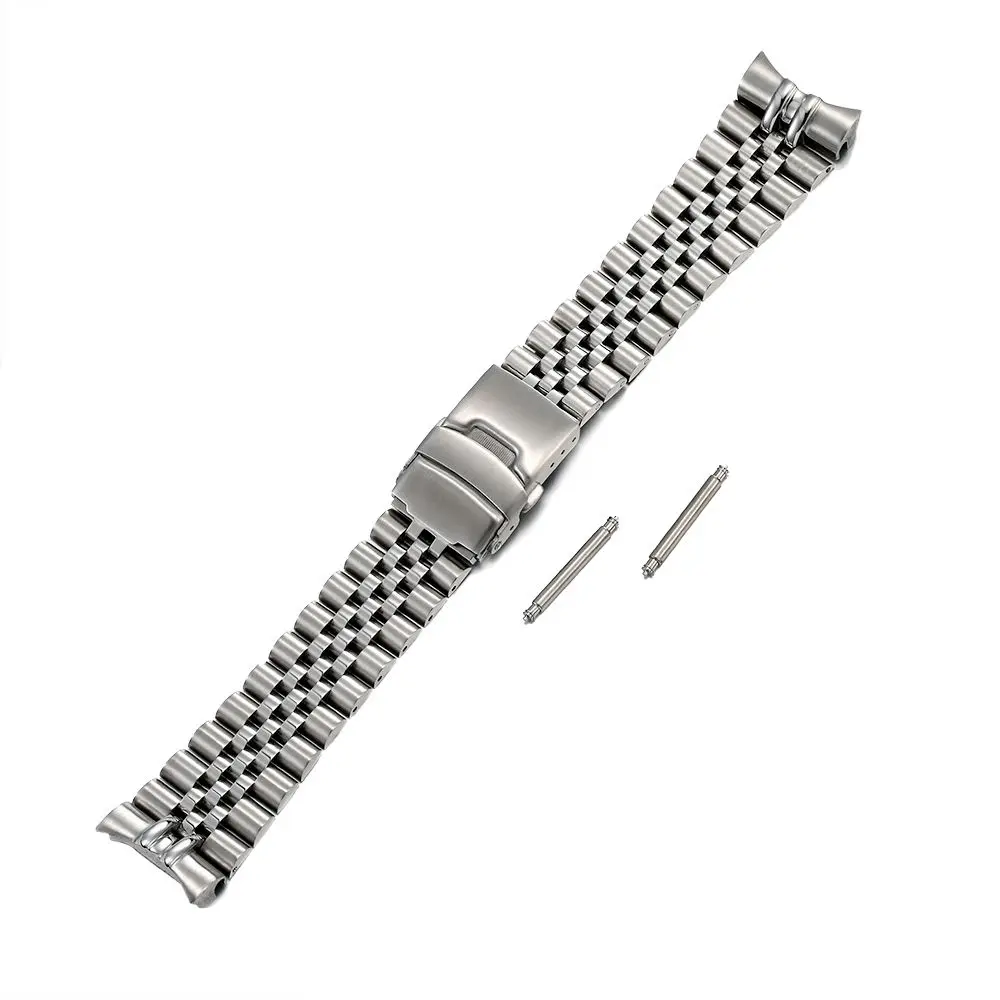 22mm 316L Stainless Steel Jubilee Solid Curved End Deployment Buckle Watch Strap  Fit For SKX007 SKX009 Watch