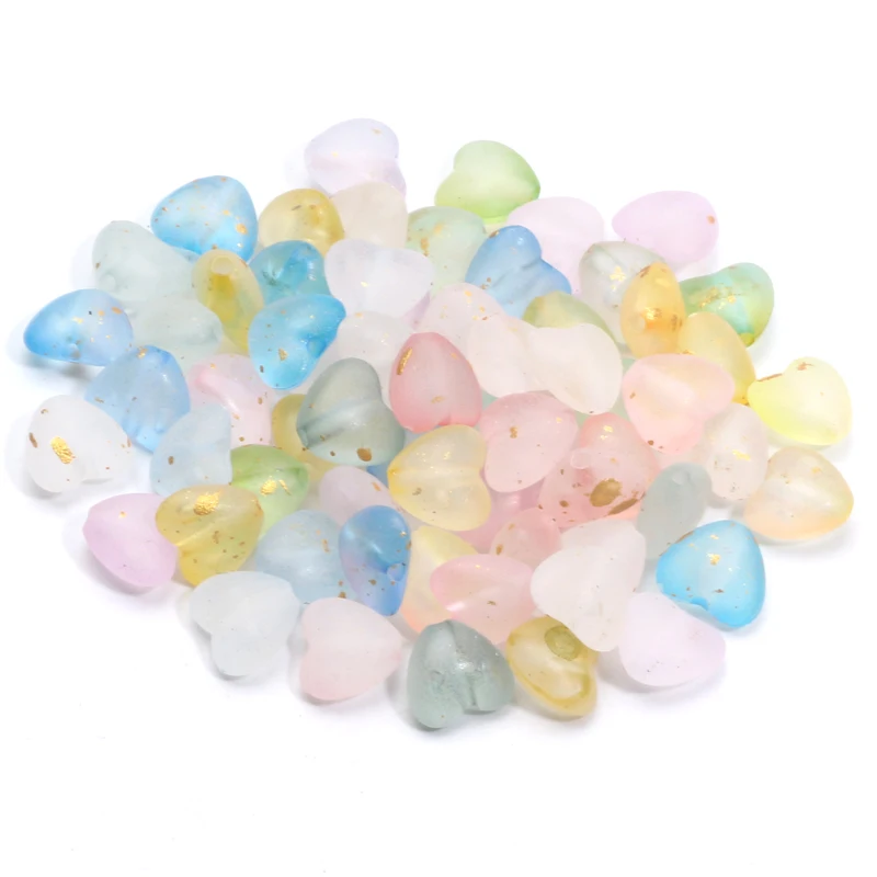 100Pcs/lot 10mm Acrylic Heart Beads Makaron Color Spacer Beads For Fashion DIY Material Necklace Earrings Making Accessories