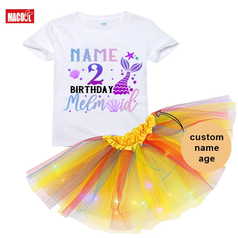 Birthday Sets for Girls Tutu Dress Set Birthday Party Shirts Girl Kids Dress Light Birthday Shirt for Girls 4 Years Costume Name