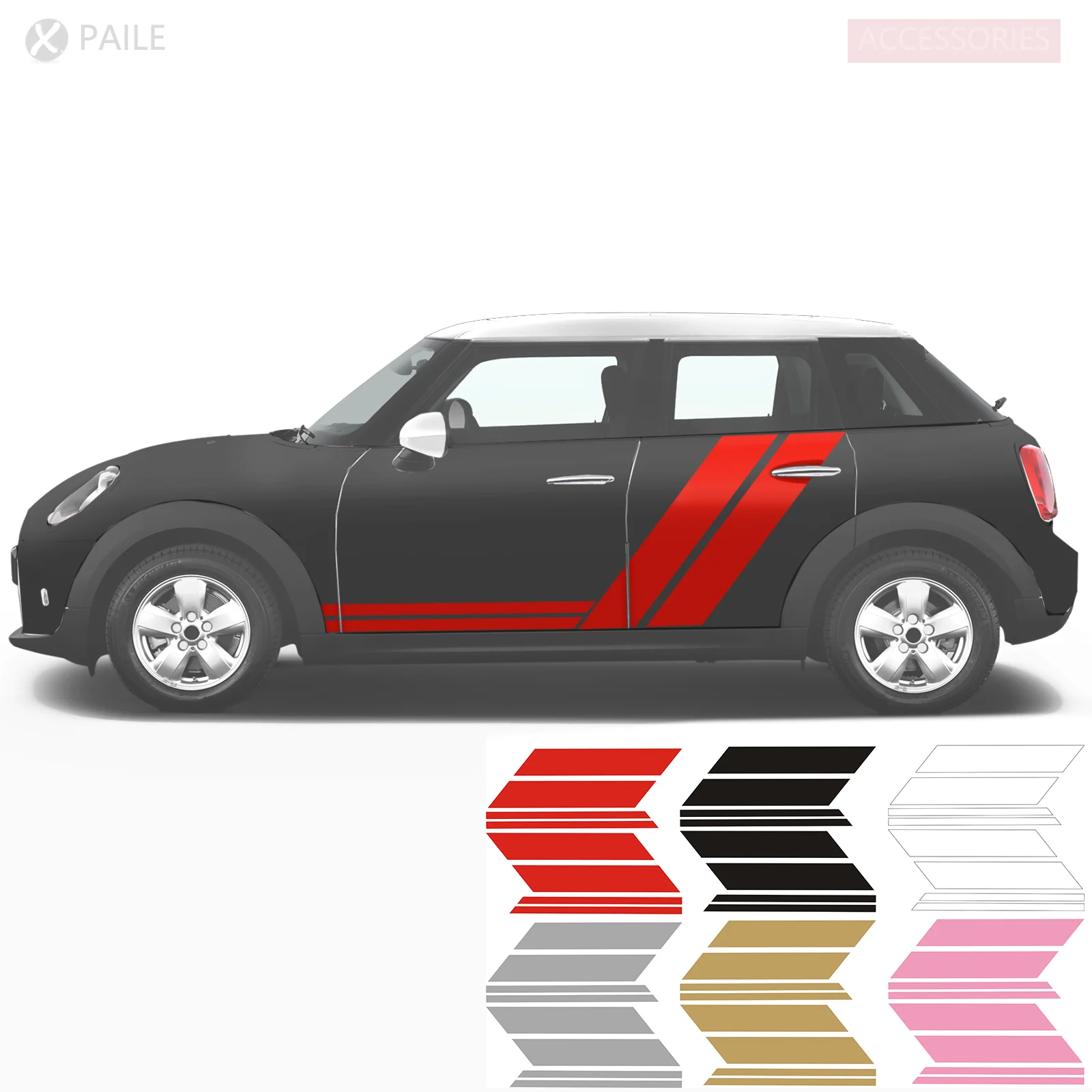 

2pcs Sticker Doors Stripes Vinyl Decal Graphics Customize For Universal, MINI cooper R50 R53 R55 R56 R57 R59 R60 F55 F56 F60