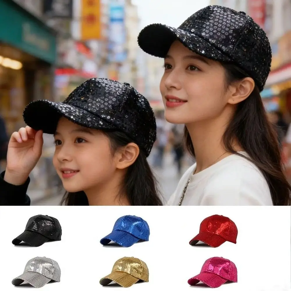 Simple Sequin Sequins Baseball Cap Brilliant Punk Sun Cap Shiny Creative Glitter Peaked Cap Birthday