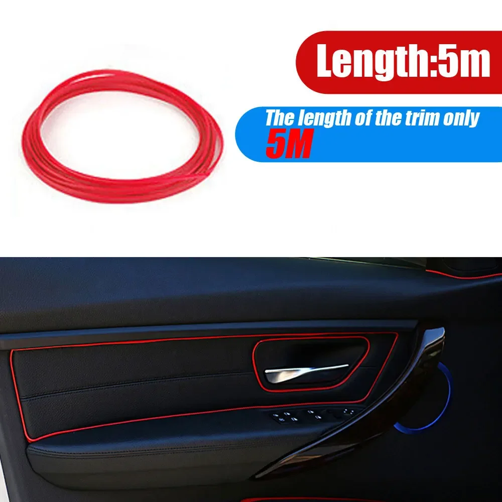 Car Interior Point Molding Trims Line 5M Red Car Styling Door Dashboard Air Outlet Decorative Strips Sticke Garnish Accessories