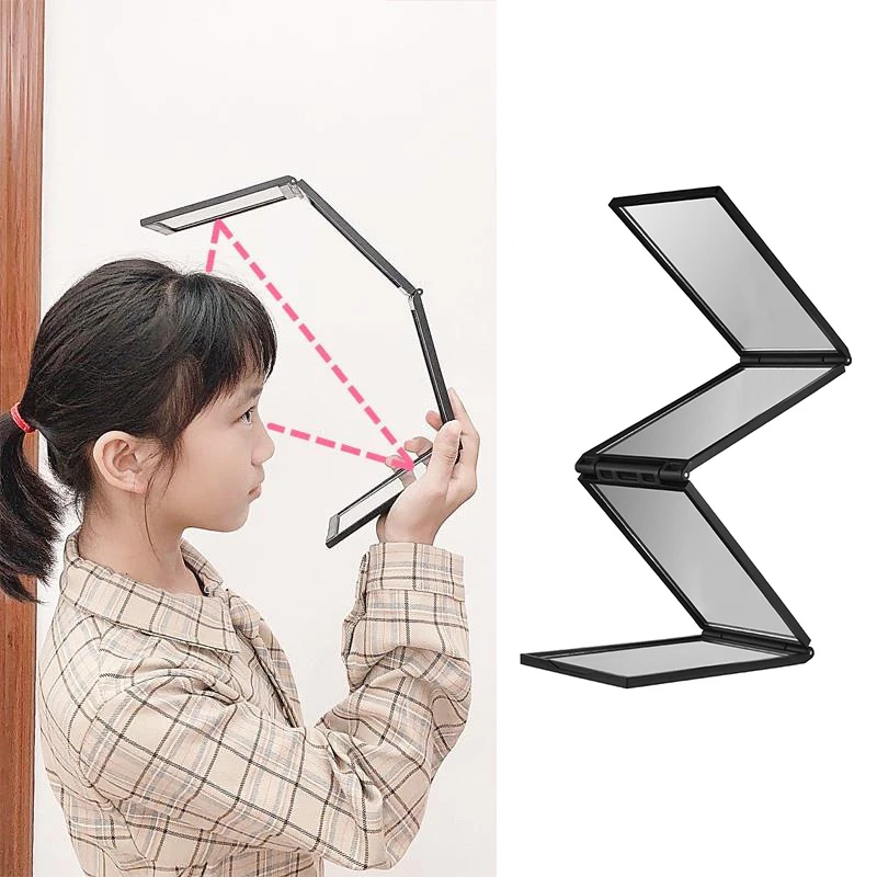 4 طريقة مرآة 360 درجة يده سطح المكتب مرآة ماكياج قابلة للطي لقطع الشعر الذاتي مرآة لوضع مساحيق التجميل أداة الجمال المحمولة #2