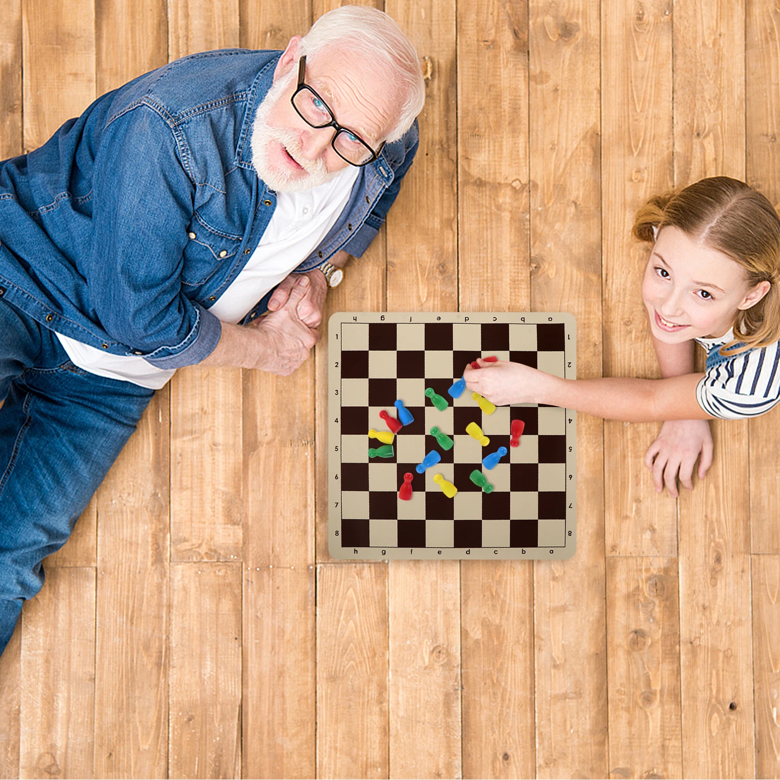 

48pcs Wooden Pieces Human Shape Board Accessories Educational For Travel Human Shape Board Chessman Camping Home Office