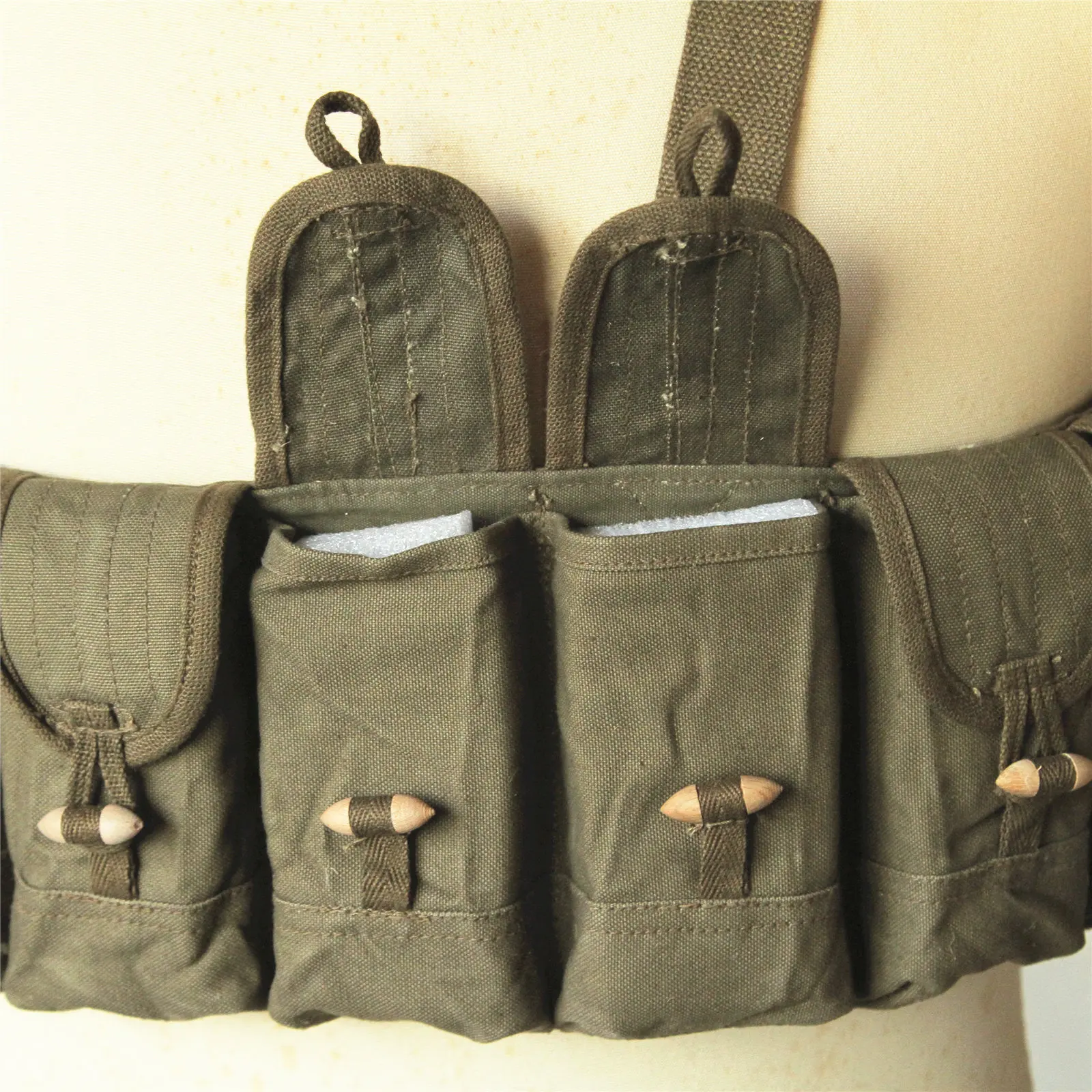 Original Military Surplus Chinese Type 56 7.62X39 Semi-automatic rifle Chest Rig SKS BANDOLIER Pouches Magezine Holder Canvas