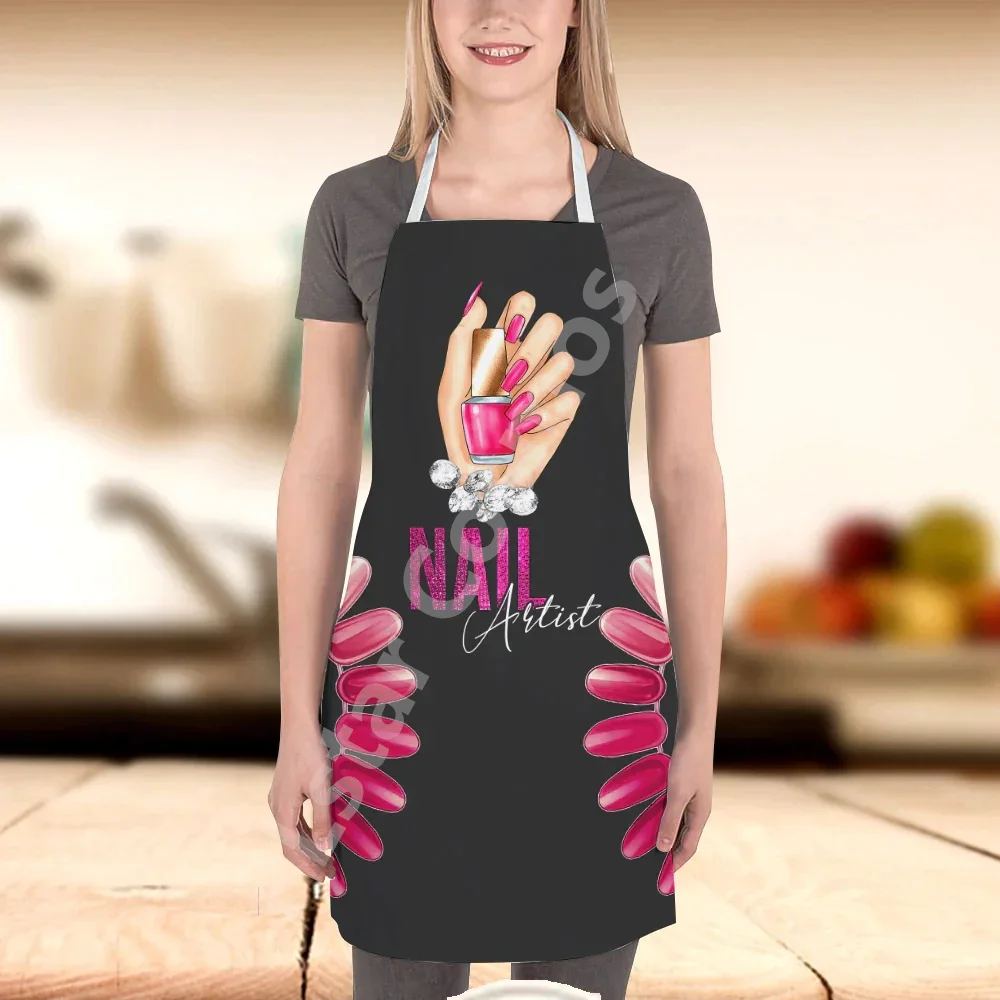 Nail Hustler Apron Custom Nail Salon Uniform Manicurist Gift 3D Apron Personalized Name 3D All Over Printed Apron