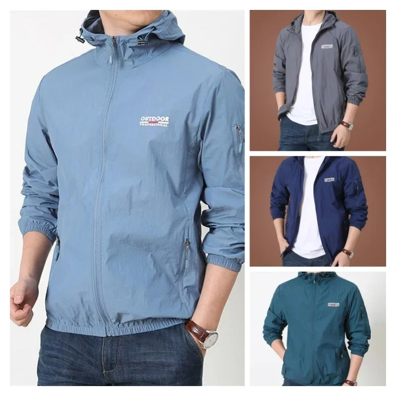 

Summer Sun Protection Windbreaker Men Casual Hooded Jackets Male Breathable Uv Skin Coat Quick Dry Camping Jacket Men Clothes