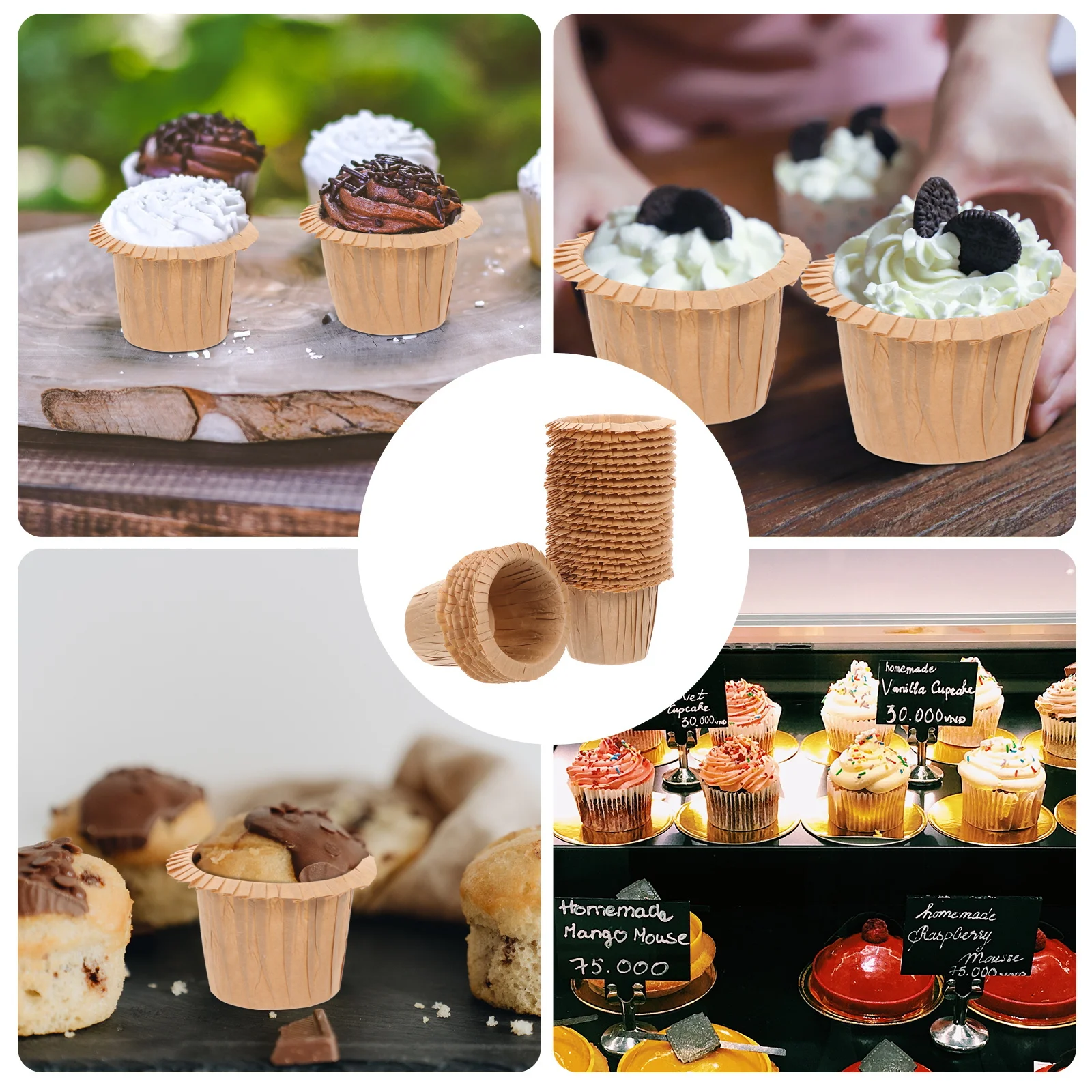 

30 Pcs Muffin Paper Baking Cups for Dessert Grease-proof Cake Cupcake Greaseproof