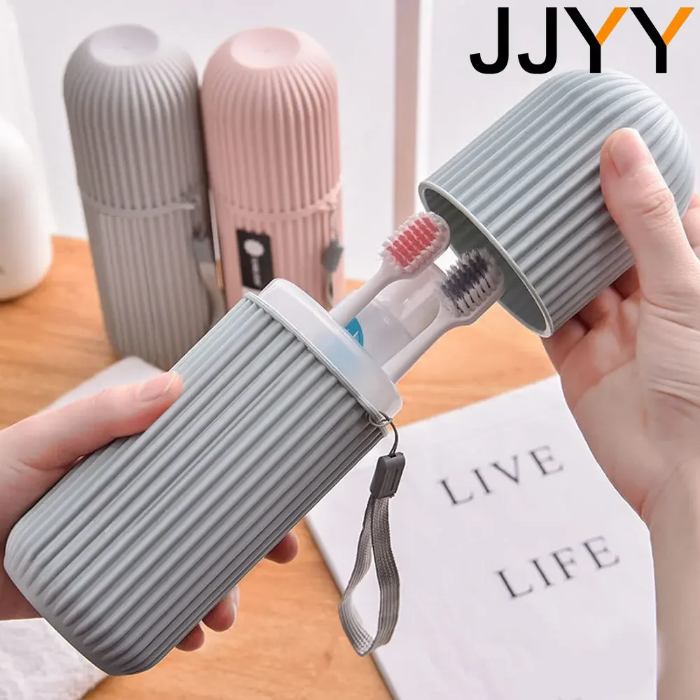 

JJYY Travel Brushing Cups Simple Tooth Cylinder Toothpaste Cover Portable Travel Suit Couple Toothbrush Box Dental Storage Box