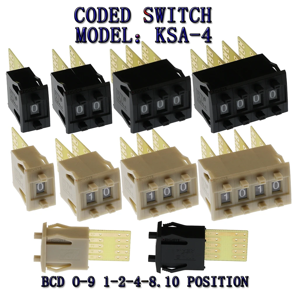 coding switch 0-9 codetoggle switch 1/2/3/4 digital switch 5contacts KSA-4 BCD 8421c