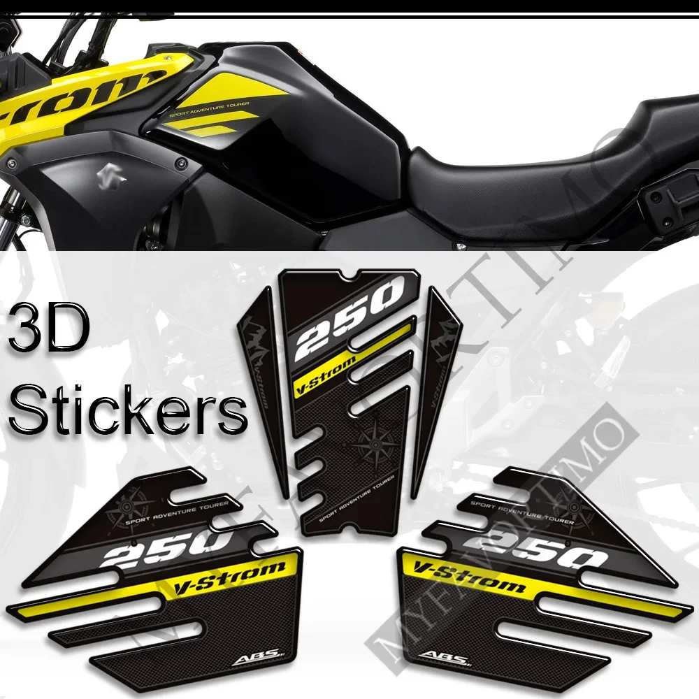 250SX FIT Suzuki VSTROM DL  250SX adesivi Adventure Tank Pad Protector Grips 3D Adhesive Stickers DECALS Gas Fuel Oil Kit Knee