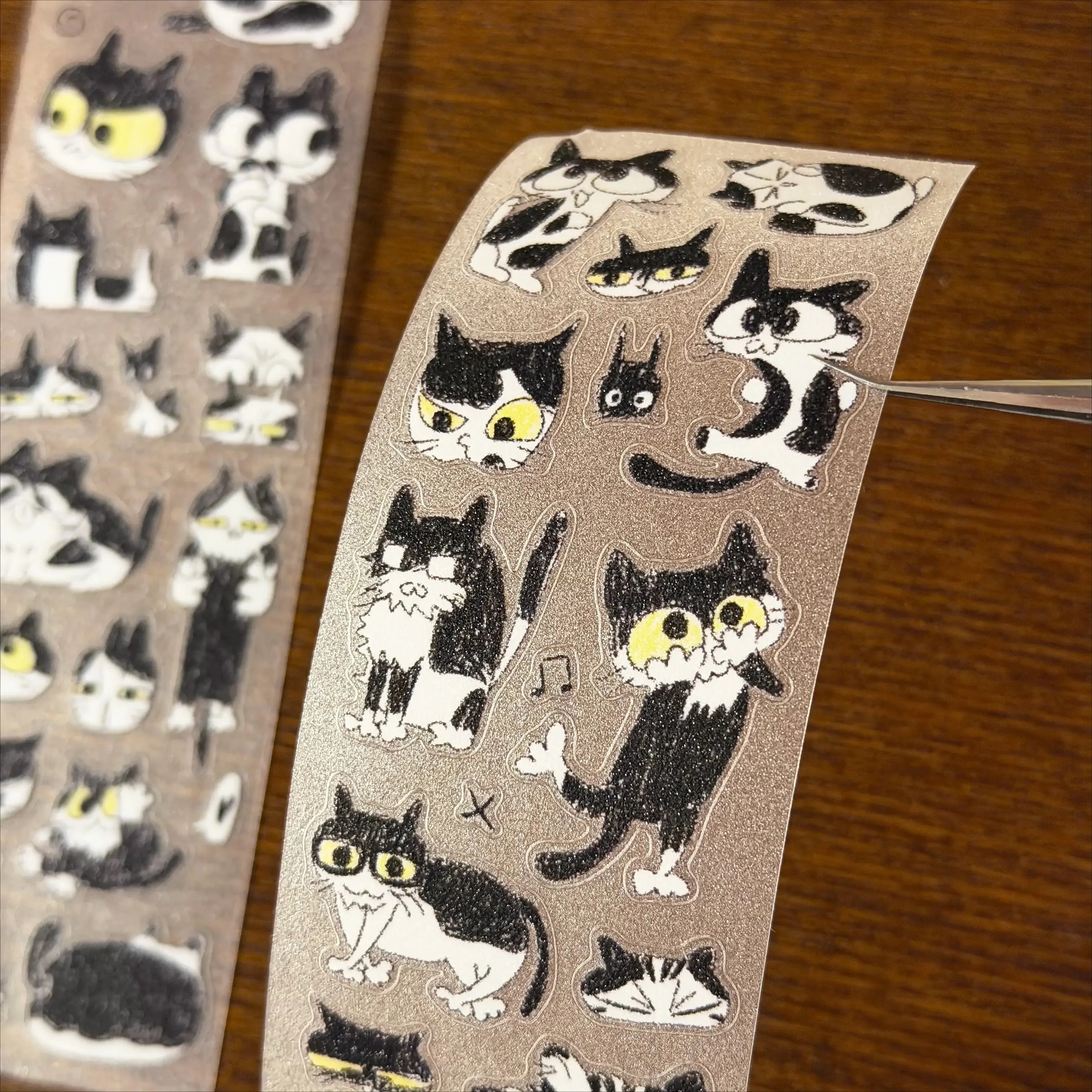 Cute Playful Cow Cat in Various Poses Die cut Sticker Roll DIY Photo Goo Card Scrapbooking Phone Case Journal Collage Material