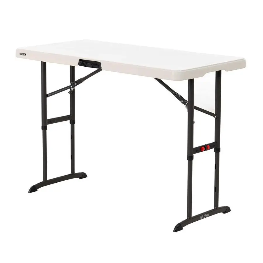 

80387 4Foot Commercial Adjustable Folding Table, Almond