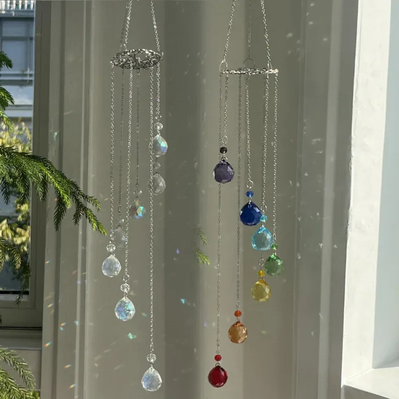 New Garden Decoration Pendant Tree Of Life Seven-Color Light Ball Sun Catcher Crystal Wind Chime For Room Or Outdoor Decorations