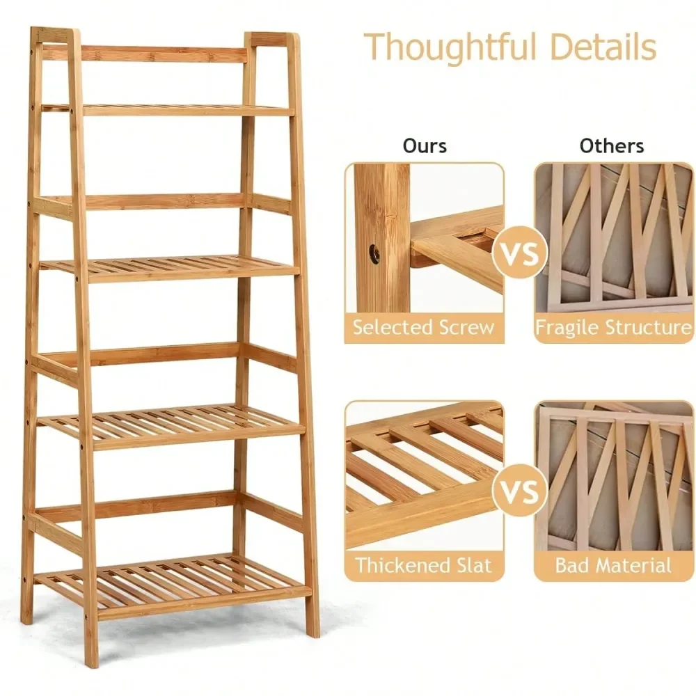 

Ladder Shelf, Bamboo Plant Stand Rack, Freestanding Bookshelf, Multifunctional Storage Shelves, Flower Stand Rack Holder