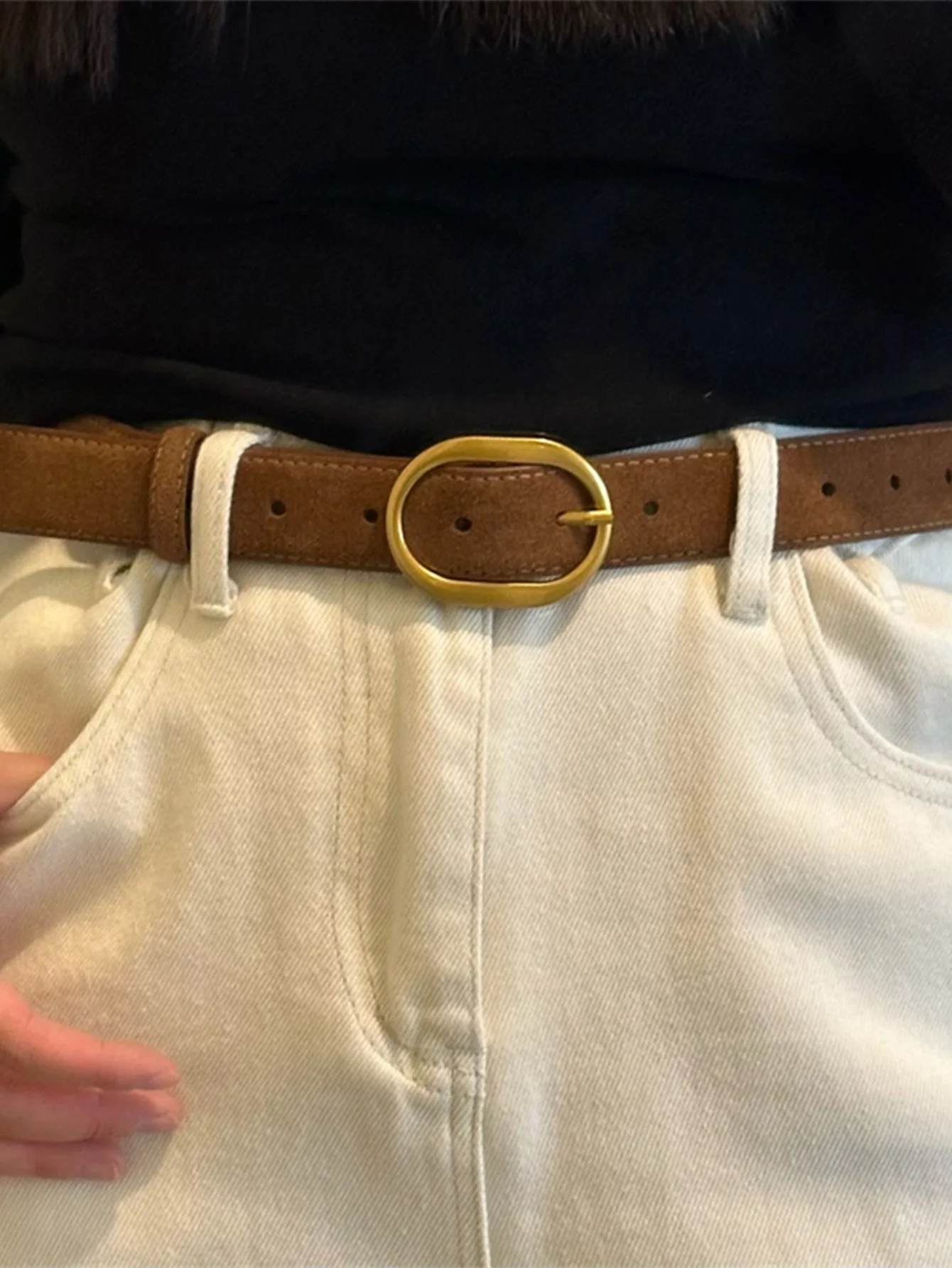 Women's belt, one size, new style with jeans, high-end retro American design sense, small and popular fashion versatile decorati
