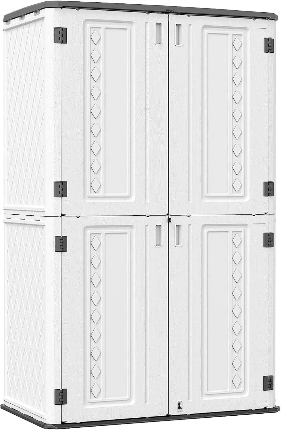 Storage Shed,KINYING Outdoor Storage Cabinet Waterproof with Double Doors,52 Cu.ft Resin Vertical Tool Shed for Garden,P