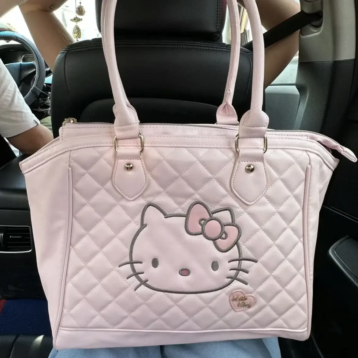 

Hello Kitty Shoulder Bags for Women Casual Totes Large Capacity Shoulder Women Bags Cute Cartoon Pu Leather Handbags