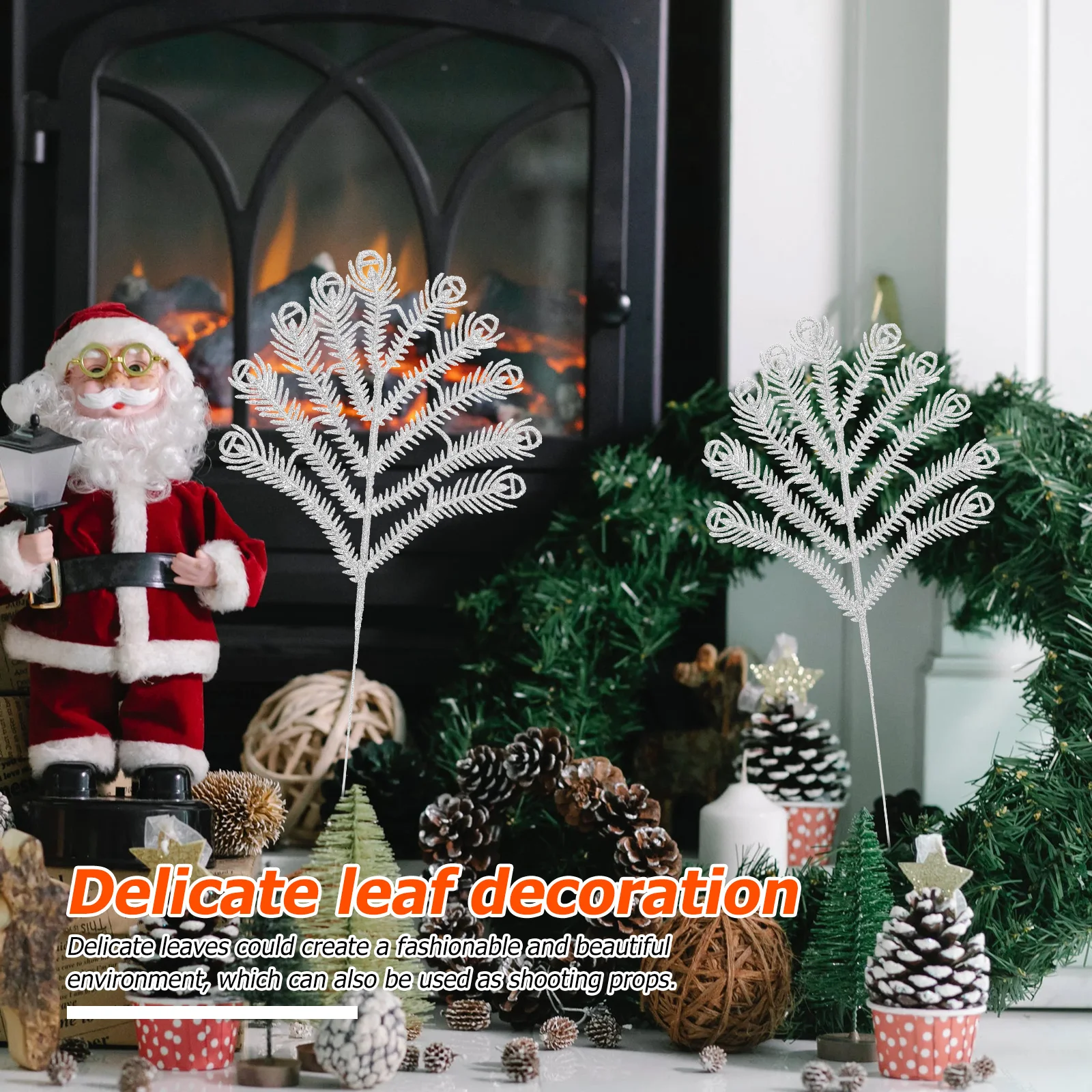 

6Pcs Christmas Leaf Ornaments Glitter Decorative Xmas Party Rustic Farmhouse Home Hanging Decor Christmas Glitter Leaf