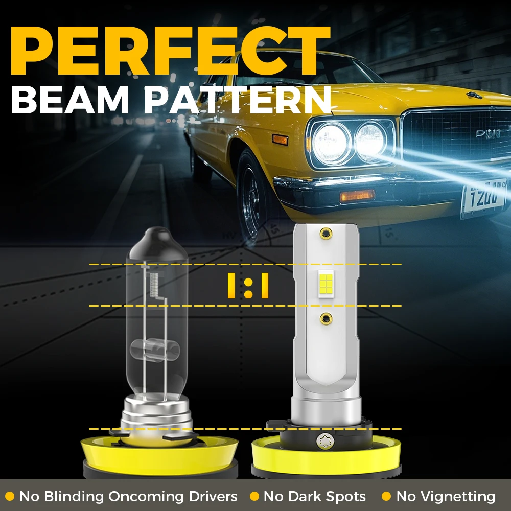 BMTxms 2 قطعة الأبيض الأصفر المتعرج H8 H11 9005 9006 H10 9145 LED الضباب الخفيف لتويوتا فورد هيونداي كيا هوندا سوزوكي OB DRL لمبة