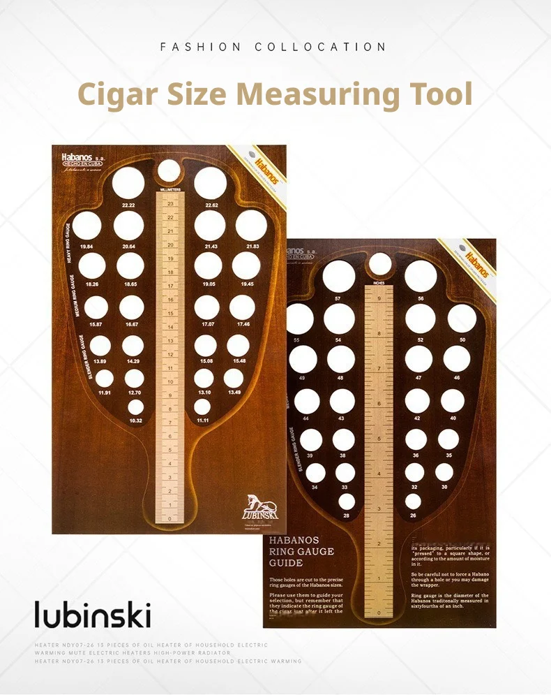 Cigar Ring Gauge Caliper Portable Size Measuring Tool Inch & Metric Conversion Chart Premium Cigar Accessory for Lovers