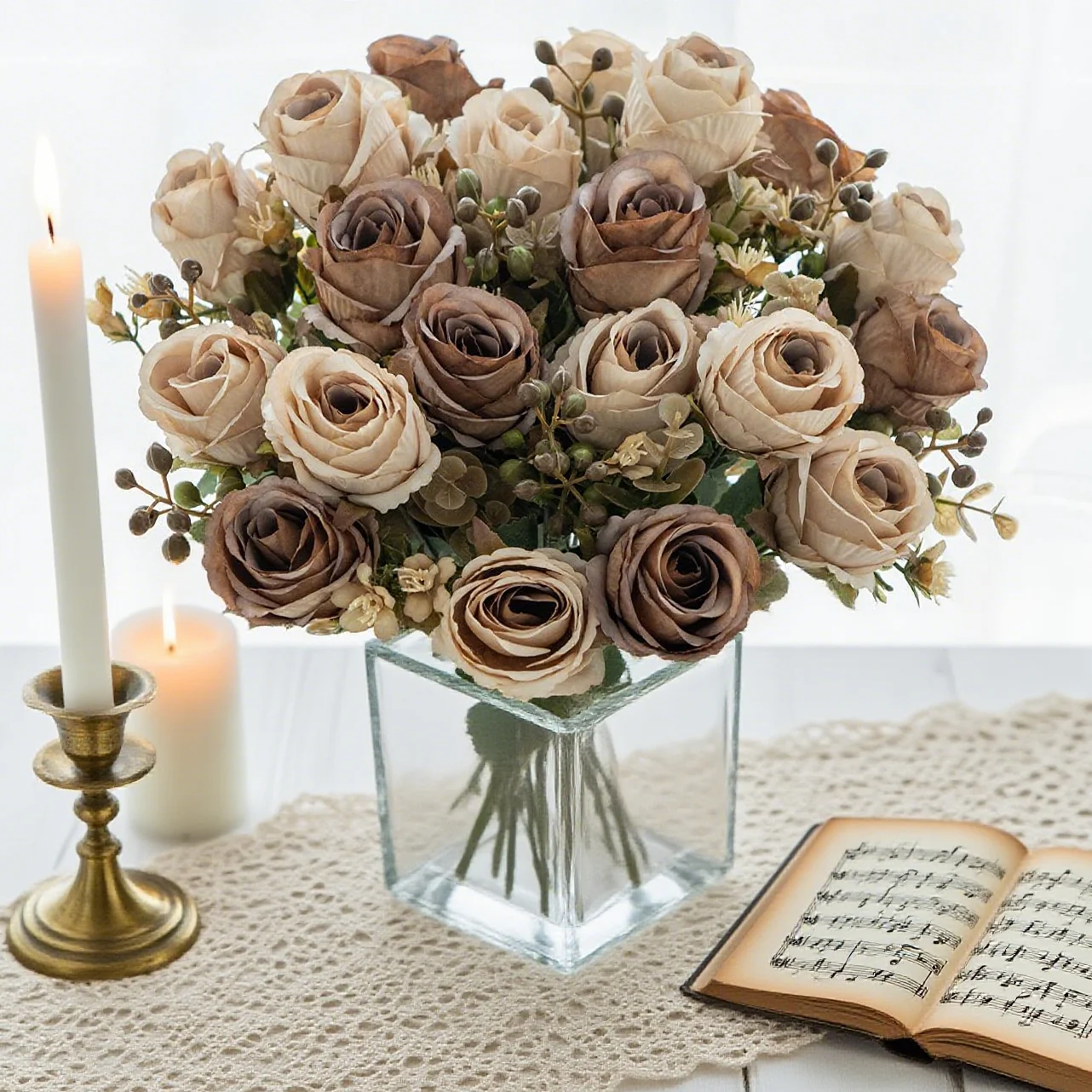 Künstliche Blumen Seidenrosen Hochzeits-Brautstrauß Heim-Tischdekoration Außengarten-Bogen DIY Geschenkbox Festliche Tischdekoration