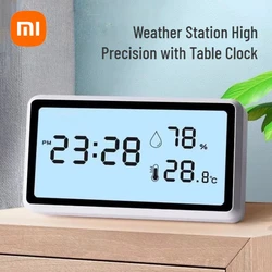 New Xiaomi Electronic Thermometer Hygrometer Weather Station High Precision with Table Clock Function Mini Thermometer LCD Tools