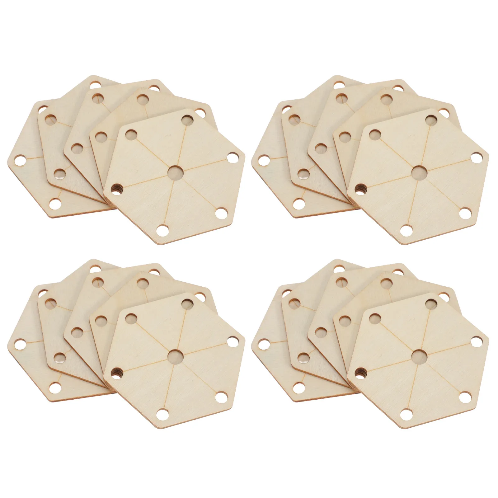 24Pcs Wood Loom Cards Hexagon Tablet Weaving Cards Natural Color Precise Wood Hand Weaving Tools for DIY Scarf Blanket Projects