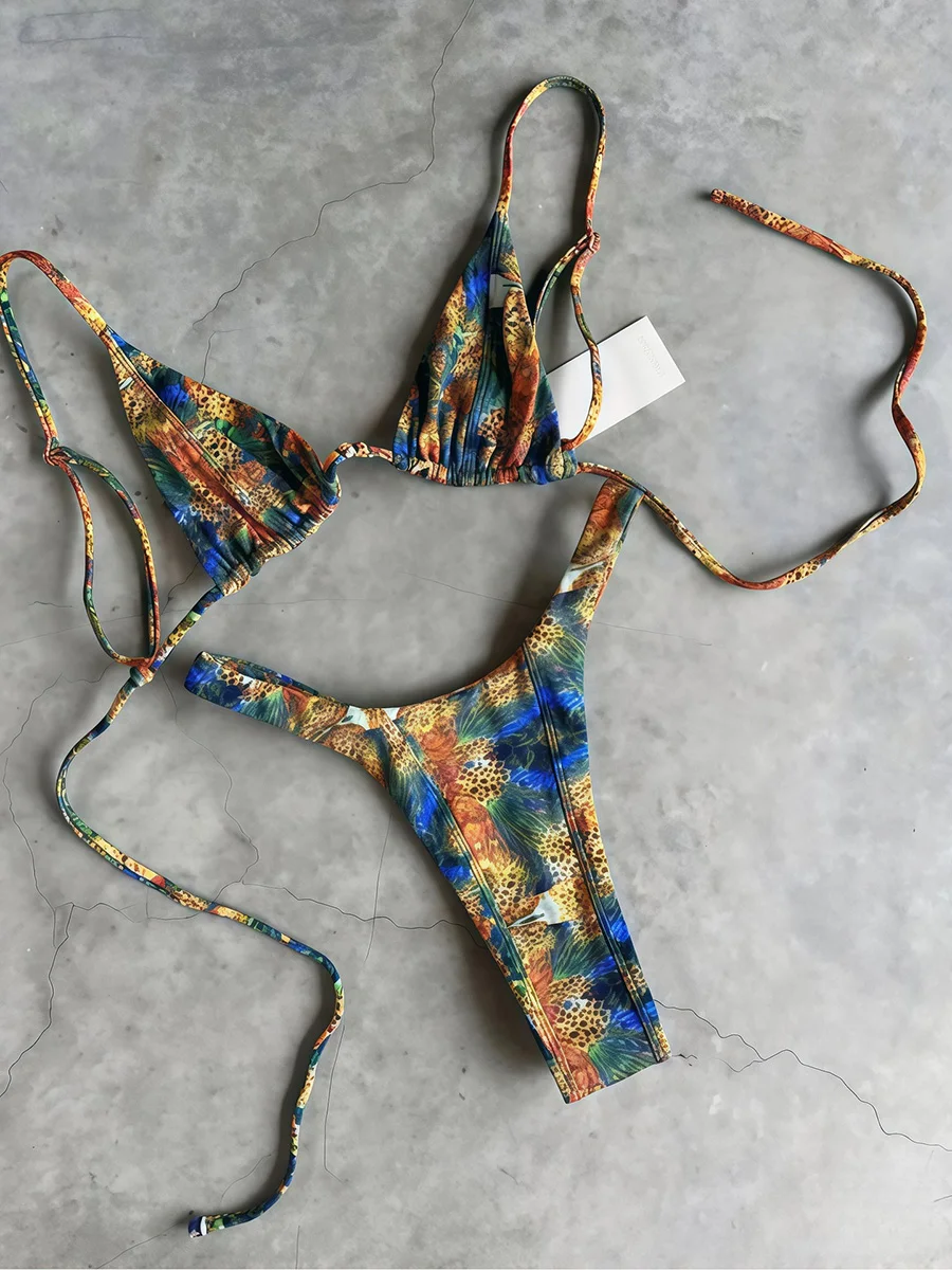 

Micro Swimwear Sexy Women's swimsuit String Bikinis Brazilian Bikini Set Print Biquini Bathing Suit Swim Suit Beachwear
