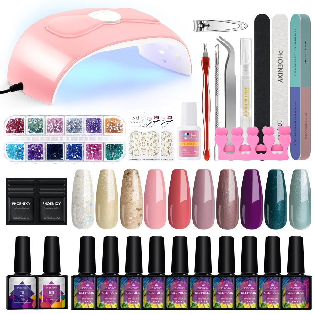 

Starter Manicure Tools Set Gel Nail Polish With UV LED Nail Lamp Dryer Semi Permanent UV Gel Varnish Complete Gel Polish Kit