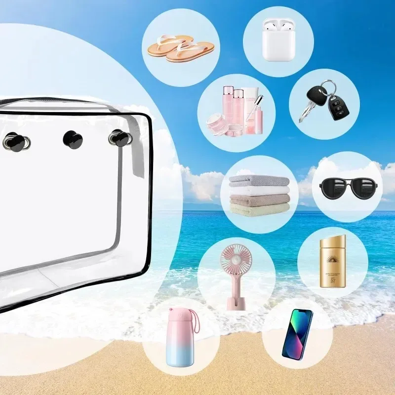 Clear Beach Bag Insert Container Waterproof PVC Sundries Sundries EVA Rubber Storage Basket Inner Pouch Beach Bag Accessories