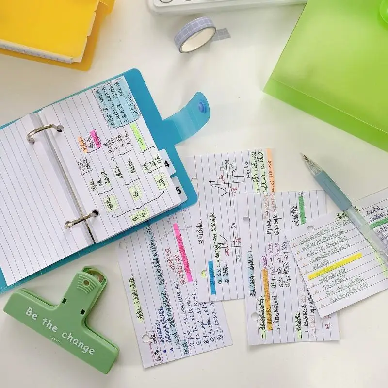 New Double Hole Loose Leaf Memo Binder DIY Horizontal Line Vocabulary Notebook Macaron Color Memo Storage Binder School Office