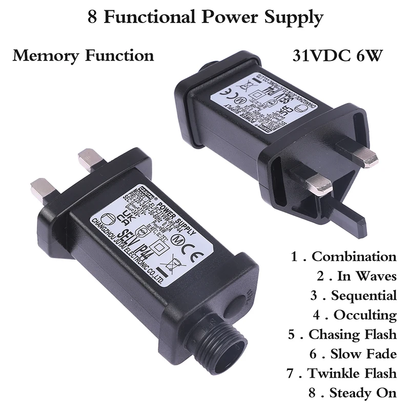 Adaptateur de commutateur de prise britannique étanche IP44, éclairage laser, alimentation électrique européenne, pilote de lampe LED SELV, 8 fonctions, AC 220V à 31VDC, 6W