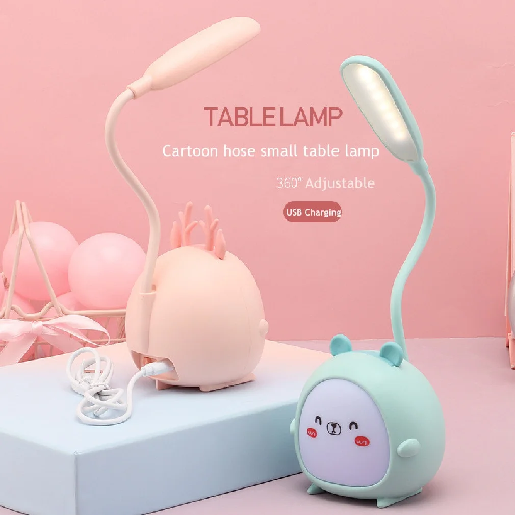 Lampada da tavolo a LED simpatico cartone animato lampada da tavolo pieghevole lampada da lettura per la protezione degli occhi luce notturna ricaricabile USB luce per dormire per bambini