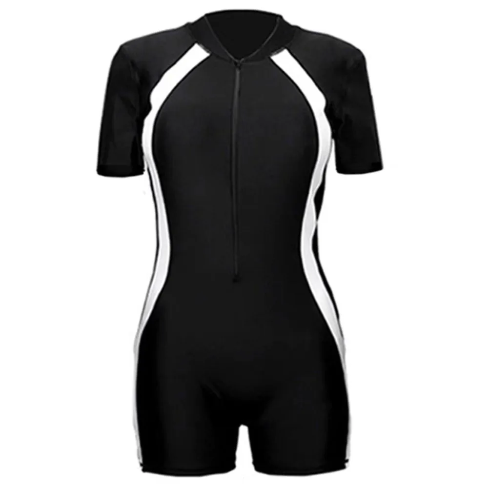 

Quick-Dry One Piece Swimsuit Black And White Patchwork Slimming Design Sports Swimwear Professional Grade Bodysuit Cut