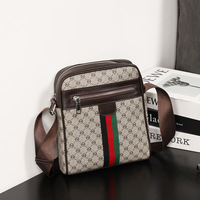 Men's Crossbody Bag Grid Wide Shoulder Straps Lightweight Single Shoulder Bags Versatile Trendy Daily Travel Mobile Phone Bag