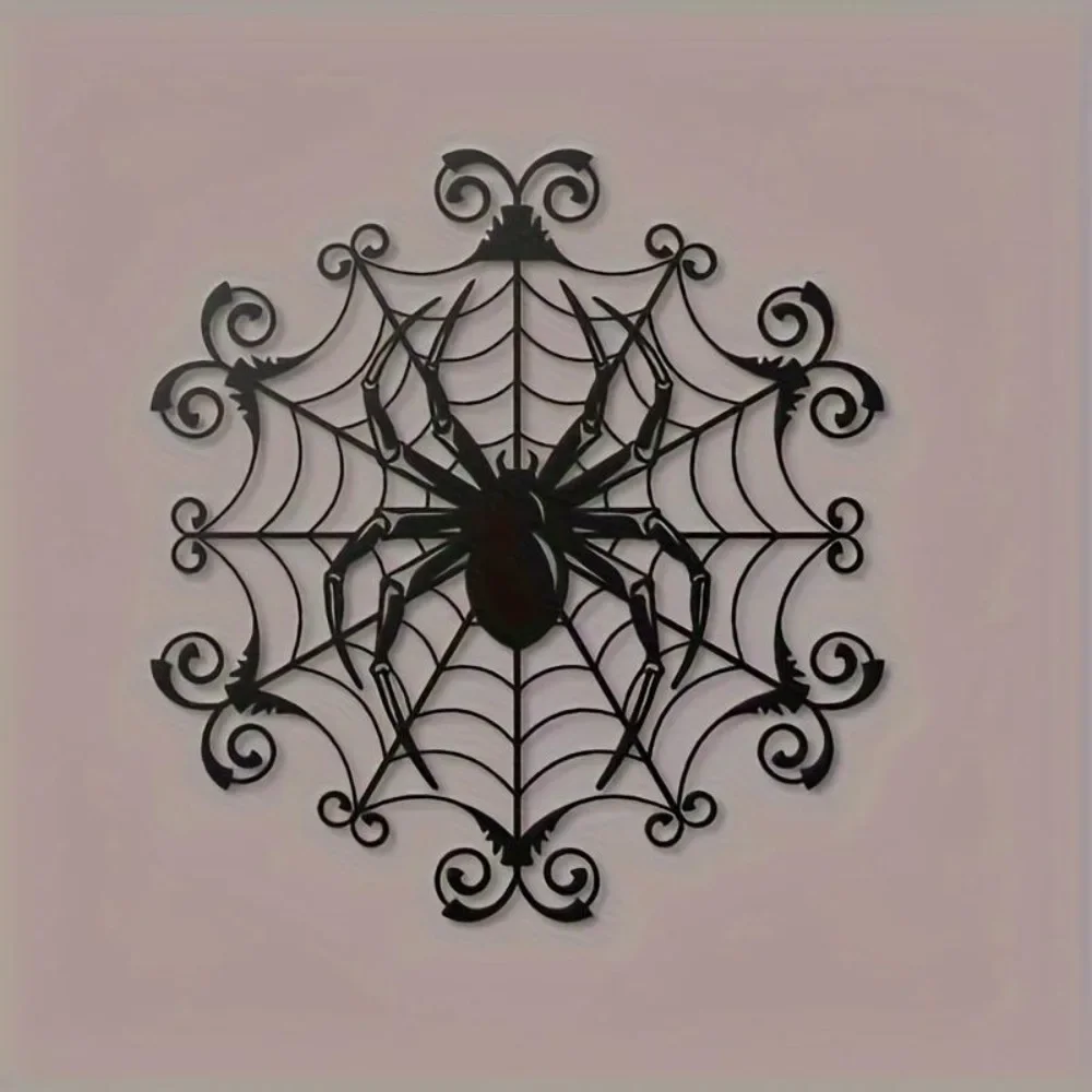 CIFBUY Gothic Metal Wall Art Spider Web Decor Vintage Iron Hanging Ornament for Living Room Bedroom Home Interior Wall Decoratio