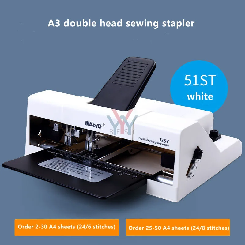 Double head stapler multi-function double row two needle a3 middle seam document binding a4 durable stapler business stapler