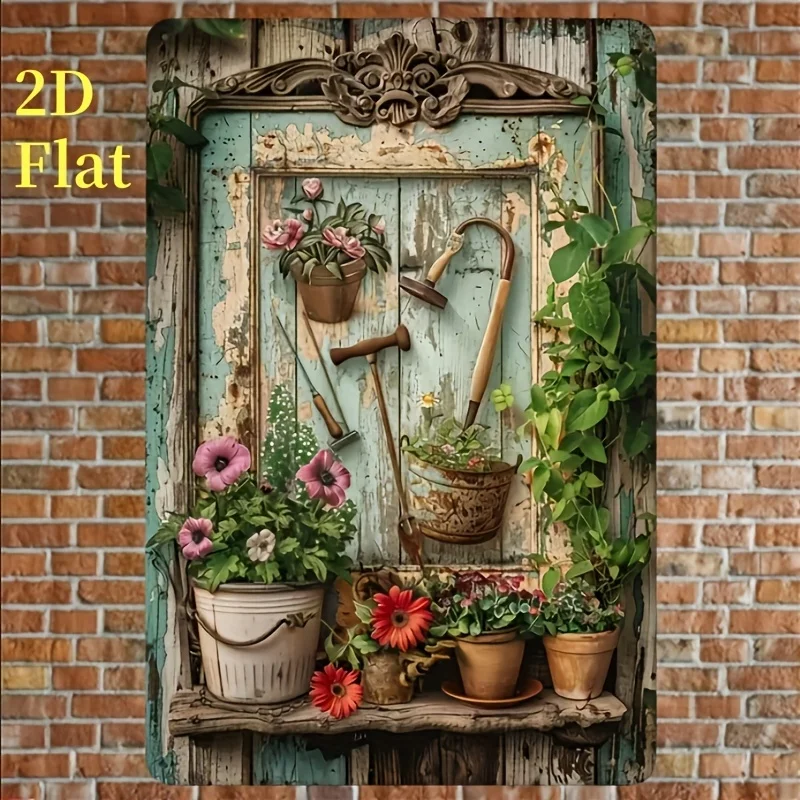 , Vintage Floral Metal Tin Sign,  Design, es, Rustproof and Waterproof, Suitable for Home, Office, Bar, Cafe, Garage, and Librar