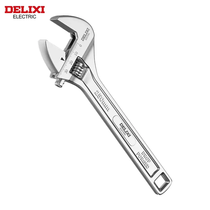 DELIXI ELECTRIC Adjustable Wrench Stainless Steel Universal Spanner Bathroom Wrench Large Open High Quality Plumbing Repair Tool